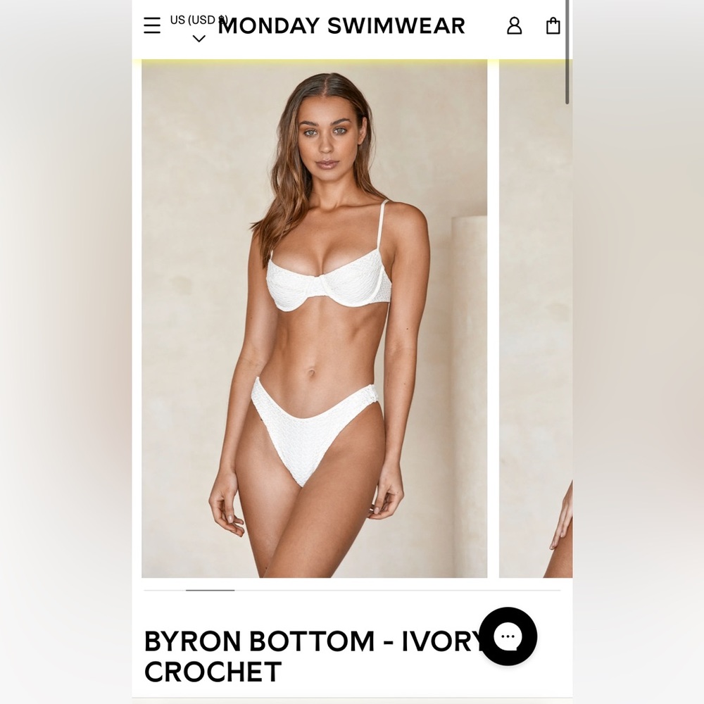 Monday swimwear Byron bottom -ivory crochet